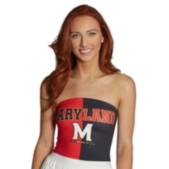 NWT LOJO Collegiate Apparel Maryland Terps Two Tone Tube Top, One Size - Picture 1 of 5